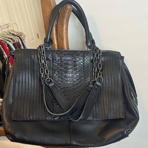 Elegant Black Leather Tote Bag